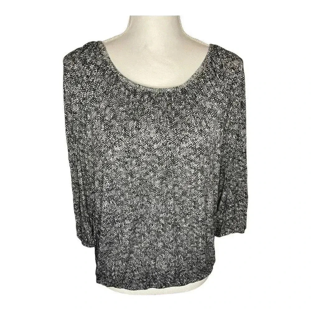 MICHAEL Michael Kors Women’s Small Black & White 3/4 Sleeve Stretchy Blouse